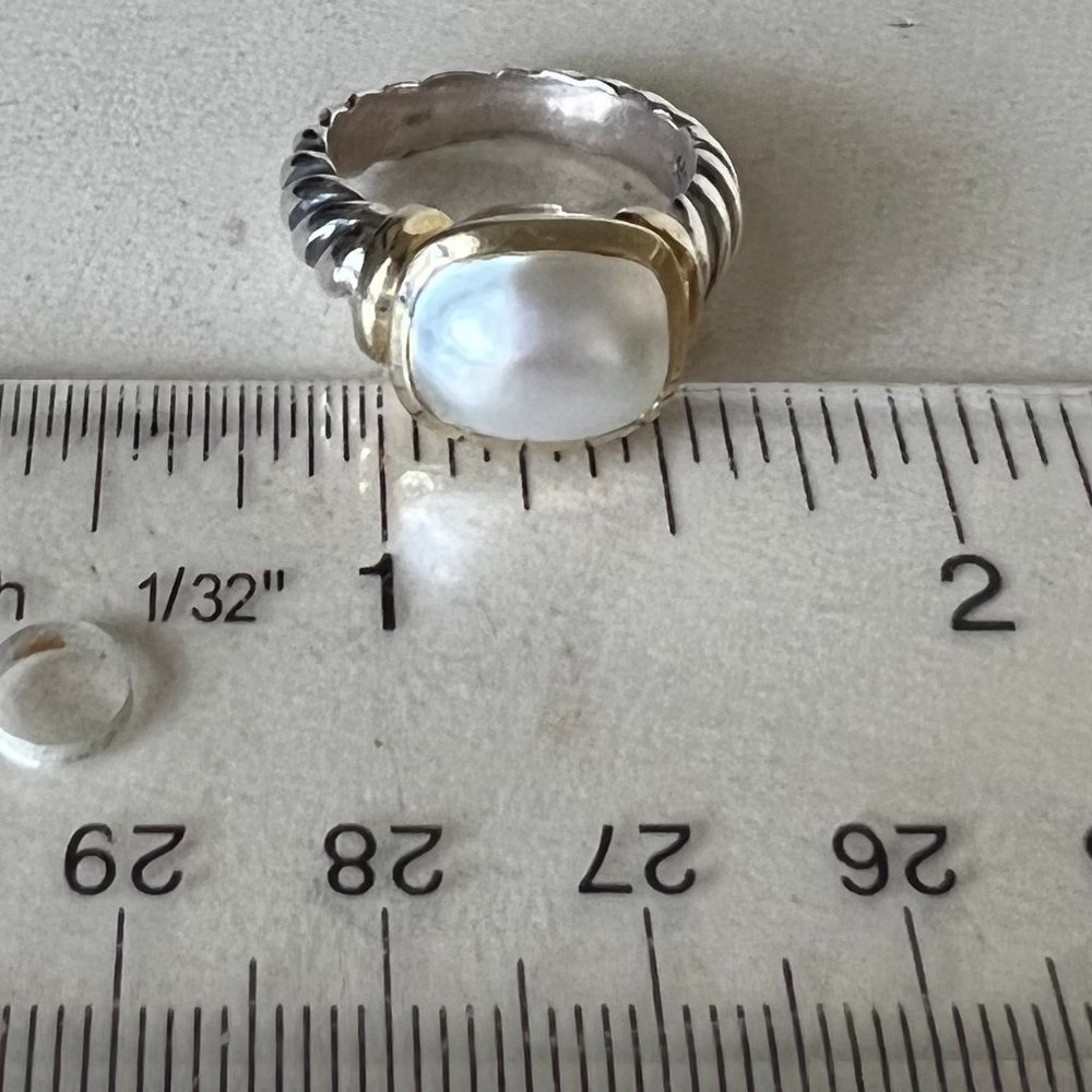DAVID YURMAN Silver 14K Gold Mabe Pearl Noblesse Ring